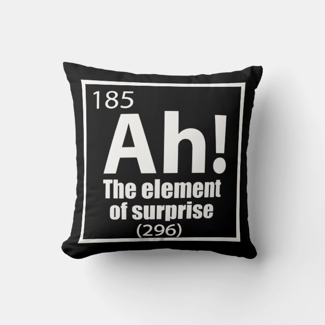 Ah! The Element of Surprise Funny Chemistry Joke Cushion (Front)