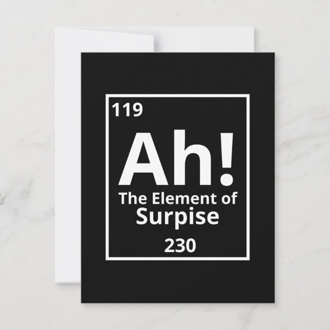 ah the element of surprise funny periodic table save the date (Front)