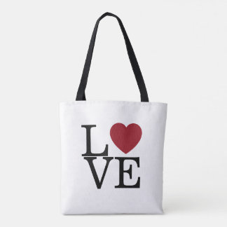 Ahava (love) red with English & heart Tote Bag