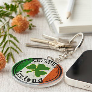 Ahearne Gold Trimmed Shamrock Personalised Key Ring