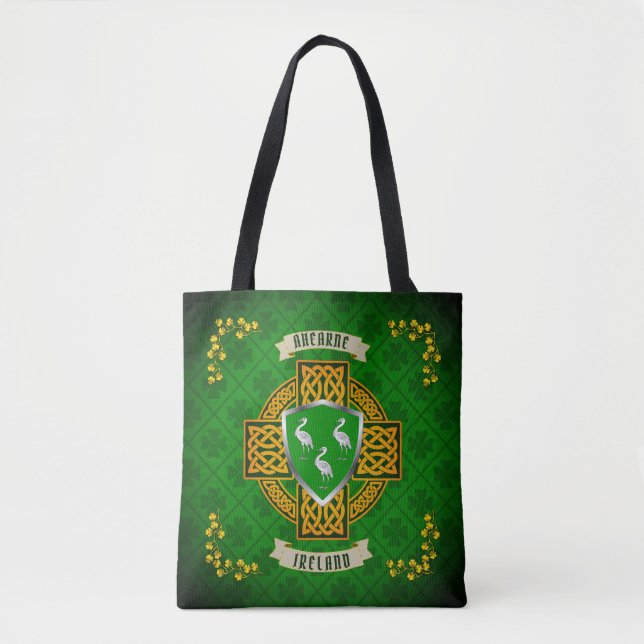 Ahearne Irish Shield & Celtic Cross Personalised   Tote Bag (Front)
