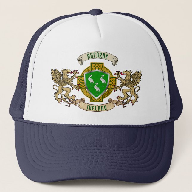 Ahearne Irish Shield & Griffins Personalised  Trucker Hat (Front)