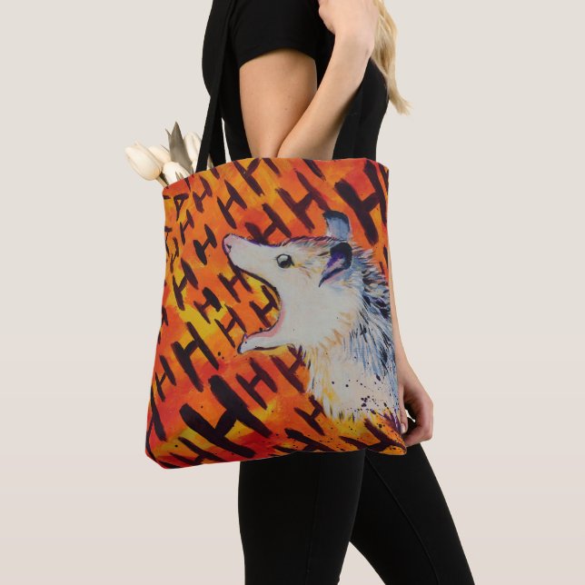 AHHH Screaming anxiety possum Tote Bag (Close Up)