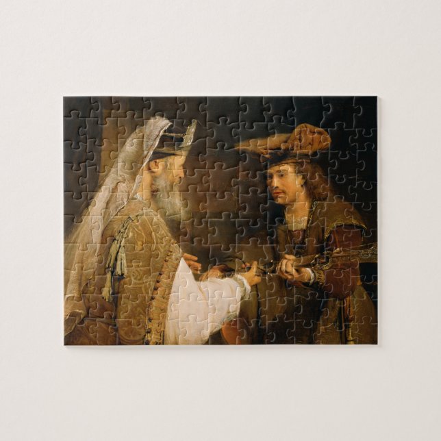 Ahimelech giving the sword of Goliath to David Jigsaw Puzzle (Horizontal)