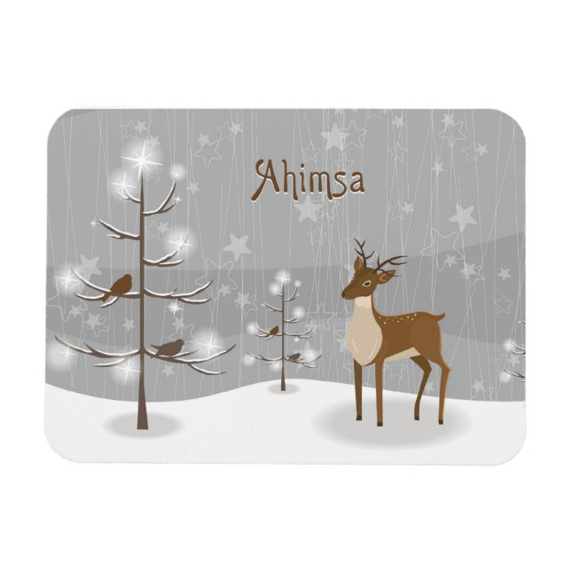 Ahimsa Holiday Reindeer Magnet (Horizontal)