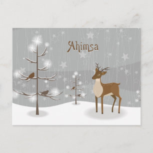 Ahimsa Holiday Reindeer Postcard