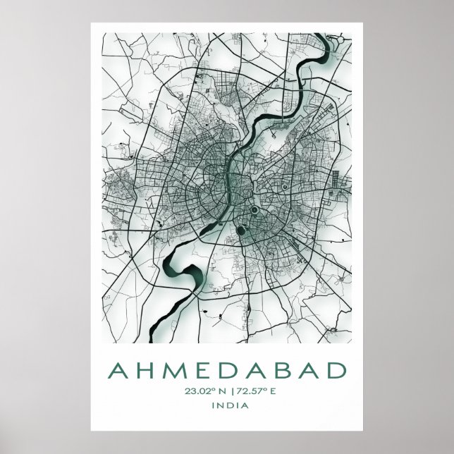 Ahmedabad Map Poster | Gujarat | India (Front)