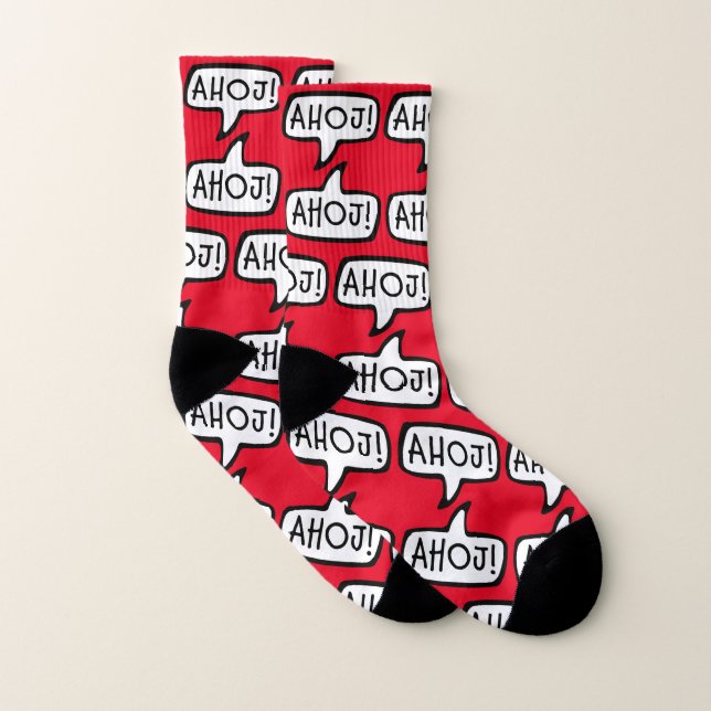 AHOJ! Czech Greeting, Hello, Hi, Czech Republic Socks (Pair)