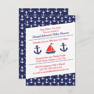 Ahoy Anchors Baby Shower - 3x5 Invitation