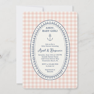 Ahoy Baby Girl Nautical Baby Shower Invitation