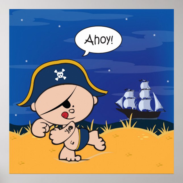 Ahoy Baby! Pirate Poster Print (Front)