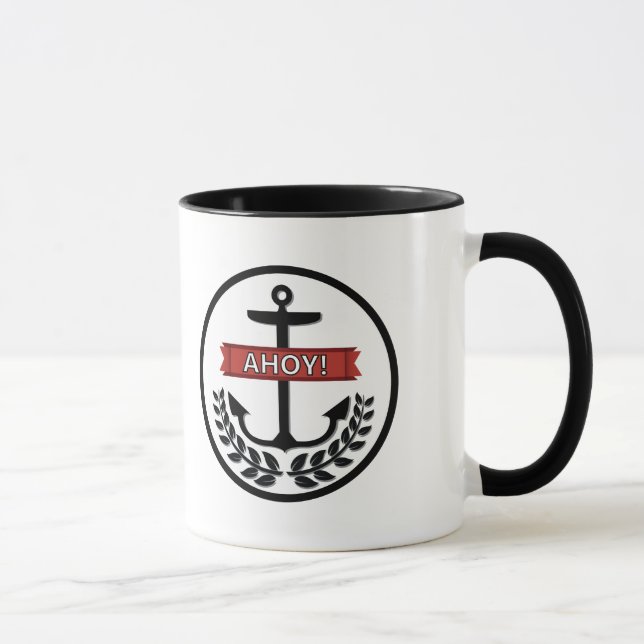 Ahoy - Black 11 oz Ringer Mug (Right)