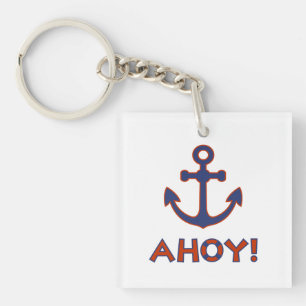 AHOY! Buoy + Anchor Design Red+Blue Key Ring