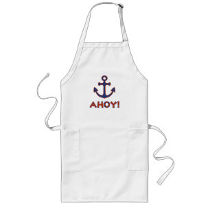 AHOY! Buoy + Anchor Design Red+Blue Long Apron