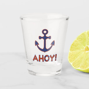 AHOY! Buoy + Anchor Design Red+Blue Shot Glass