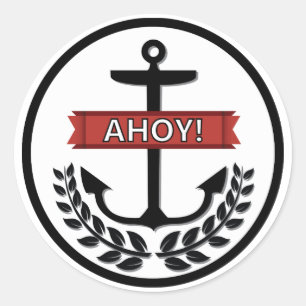 Ahoy - Classic Round Sticker, Glossy Sticker