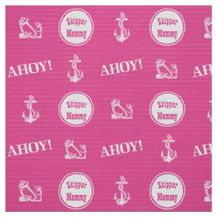 Ahoy! Custom Boat Anchor Pattern Bright Pink Fabric