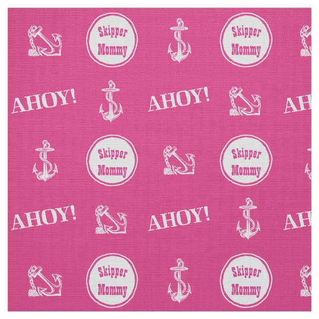 Ahoy! Custom Boat Anchor Pattern Bright Pink Fabric (Swatch)