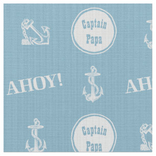 Ahoy! Custom Boat Anchor Pattern Light Blue Fabric