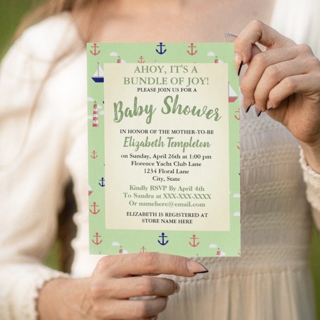 Ahoy Cute Nautical Baby Shower Invitation (Creator Uploaded)