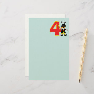 Ahoy Four Cute Pirate Boy 4th Birthday Stationery