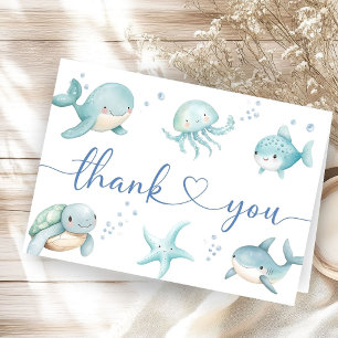 Ahoy it' a Boy Baby Shower Ocean Thank You Card