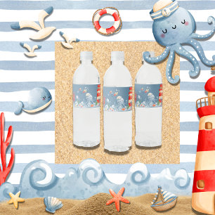 Ahoy It’s a Boy Blue Nautical Baby Shower Water Bottle Label