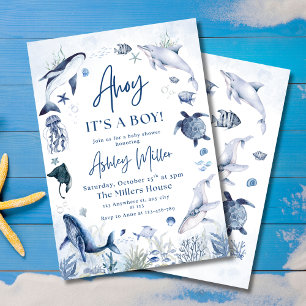 Ahoy! It’s a Boy Invite, Under the Sea Baby Shower Invitation