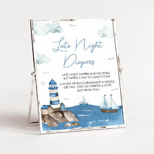 Ahoy It’s A Boy Nautical Baby Late Night Diapers Poster