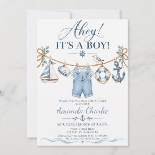 Ahoy It’s a Boy Nautical Baby Shower Invitation