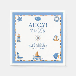 Ahoy It’s a Boy Nautical Ocean Baby Shower Napkin