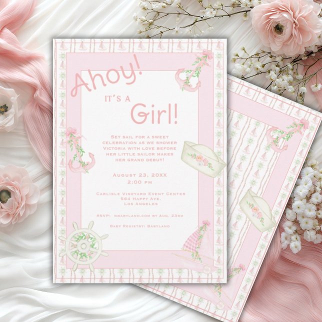 Ahoy It’s a Girl Nautical\ Baby Shower Invitation (Creator Uploaded)
