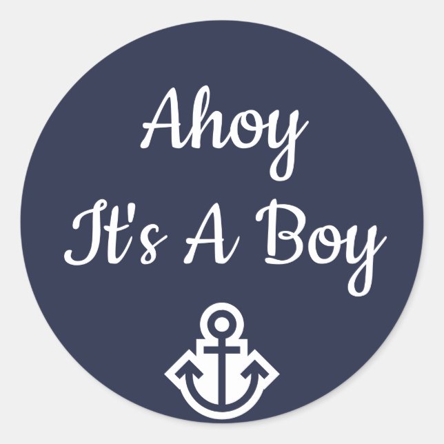 Ahoy It's A Boy Anchor Sticker (Front)