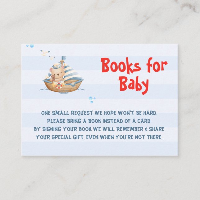 Ahoy Its A Boy Baby Shower Books For Baby Card (Front)