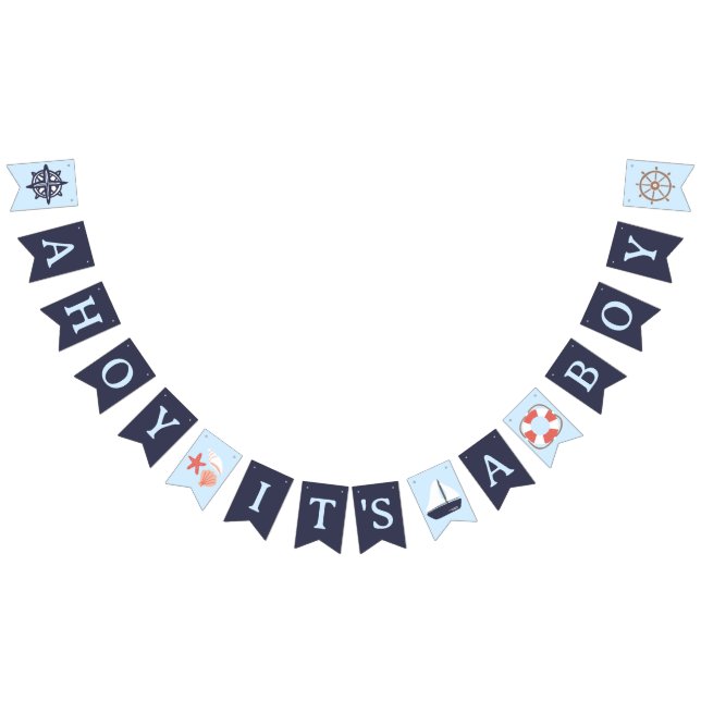 Ahoy It's a Boy Baby Shower Bunting Flags Banner (All)