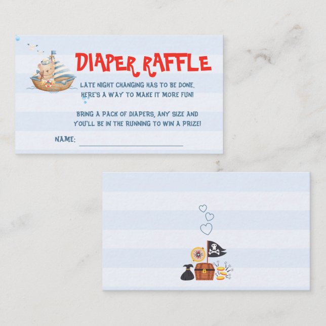 Ahoy Its A Boy Baby Shower Diaper Raffle Enclosure Card (Front/Back)