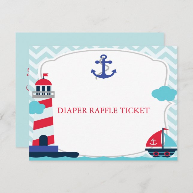 Ahoy It's A Boy baby Shower Diaper Raffle Ticket Invitation (Front/Back)