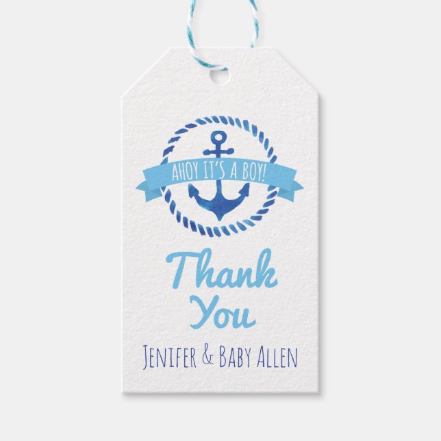 Ahoy It's a Boy! Baby Shower Favour Tag (Front)