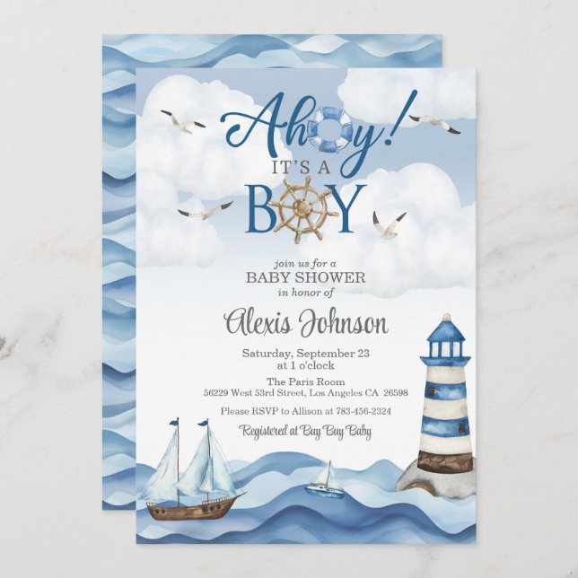 Ahoy it's a Boy Baby Shower Invitation (Front/Back)