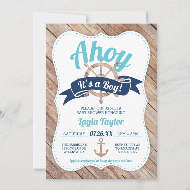 Ahoy It's A Boy Baby Shower Invitation (Front)