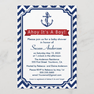 Ahoy! It's a Boy! Baby Shower Invitation