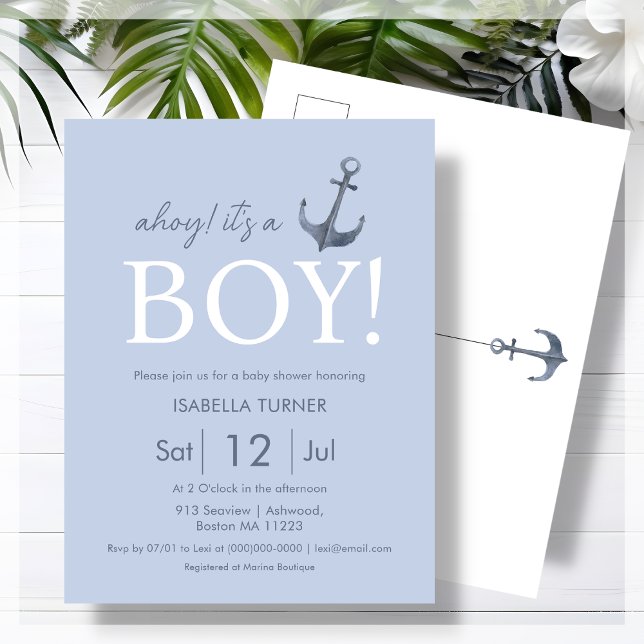 Ahoy! It's a Boy | Baby Shower Invitation Postcard (Creator Uploaded)