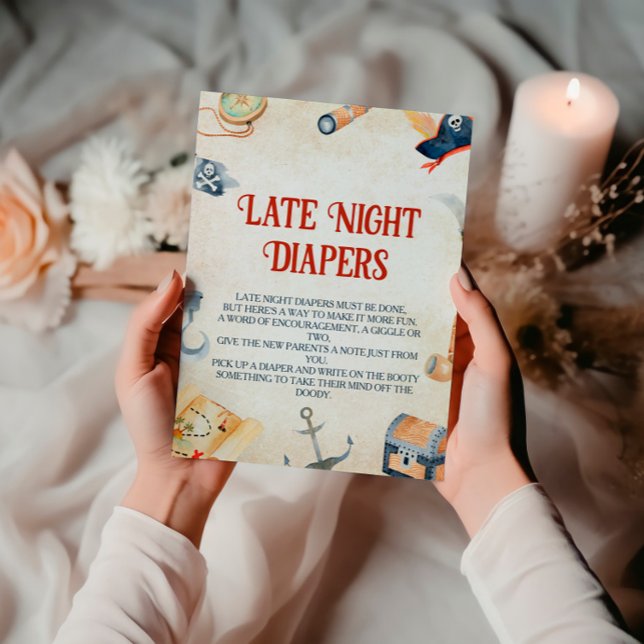 Ahoy It's A Boy Baby Shower Late Night Diapers Pedestal Sign (Creator Uploaded)