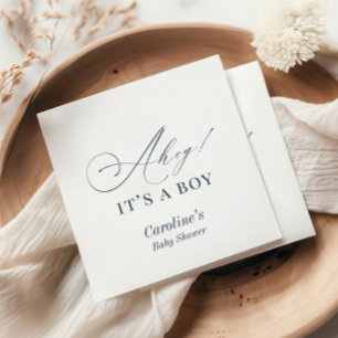 Ahoy! It's a Boy Baby Shower Navy Blue Napkin