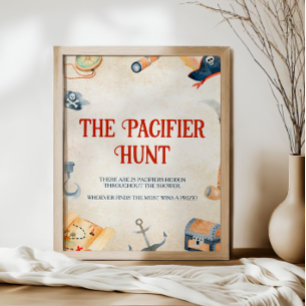 Ahoy It's A Boy Baby Shower Pacifier Hunt Pedestal Sign