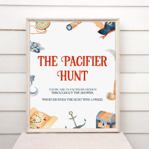 Ahoy It's A Boy Baby Shower Pacifier Hunt Pedestal Sign