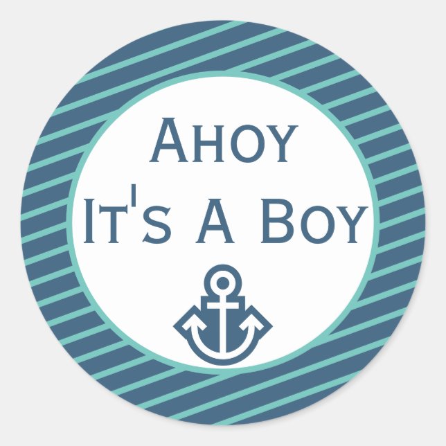 Ahoy It's A Boy Baby Shower Sticker (Front)