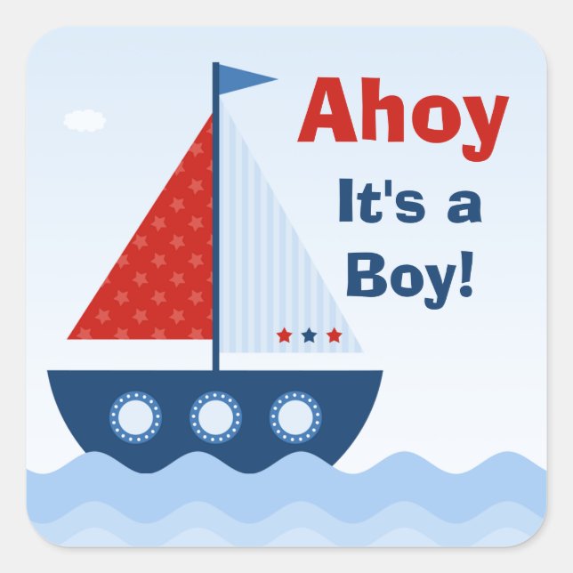 Ahoy Its a Boy Baby Shower Sticker (Front)