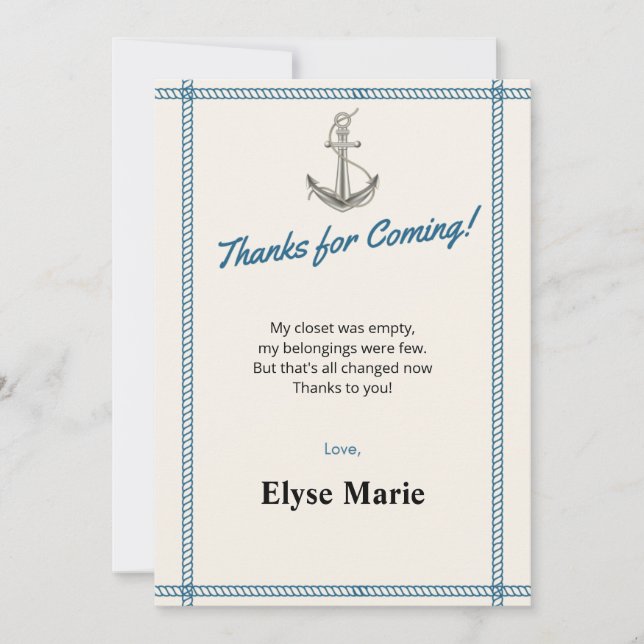 Ahoy! It's a Boy! Baby Shower Thank You Card (Front)