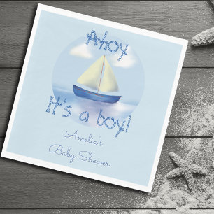 Ahoy it's a boy! Blue Baby Shower Napkin